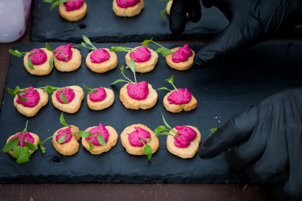 fresh canapés with seasonal ingredients for a corporate catering event