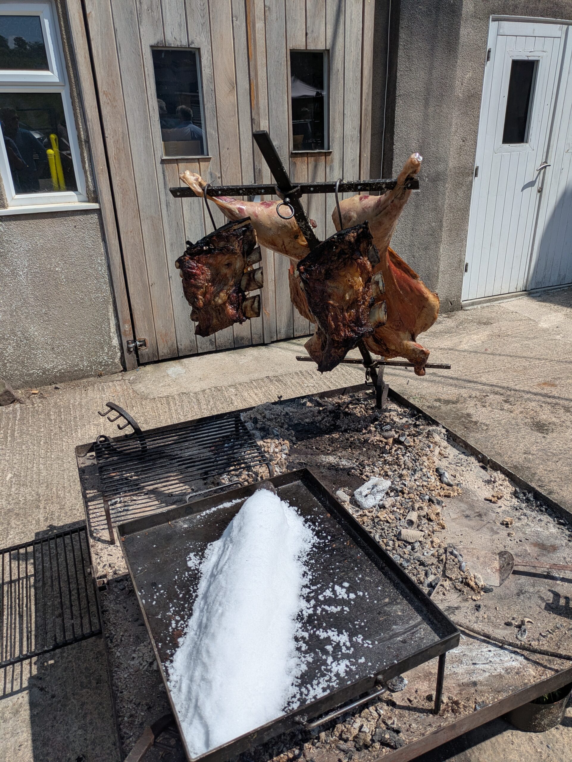 asado lamb cooked over fire for a day out